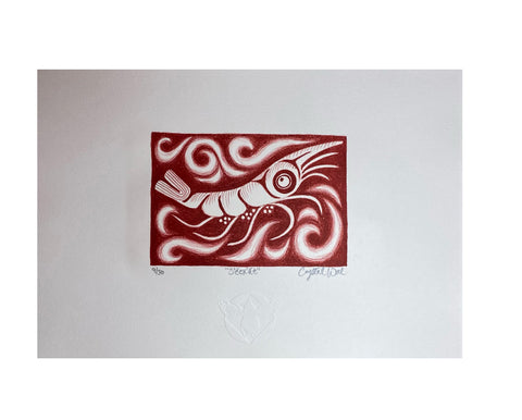 S’éex’át (Tlingit for shrimp) Stone Lithograph