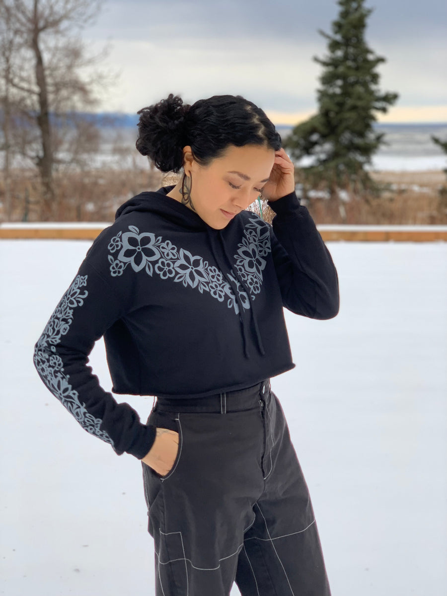 Floral Cropped Hoody Sweatshirt (Printed in Alaska) – Trickster