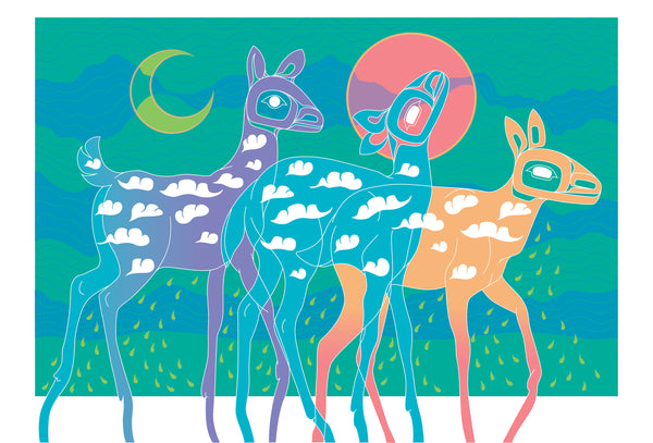 Aasgutuyík G̱uwakaan (Tlingit for Deer in Rainforest) Giclée Print