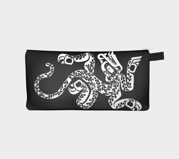 Floral Jaguar (Black & White) Pencil Pouch
