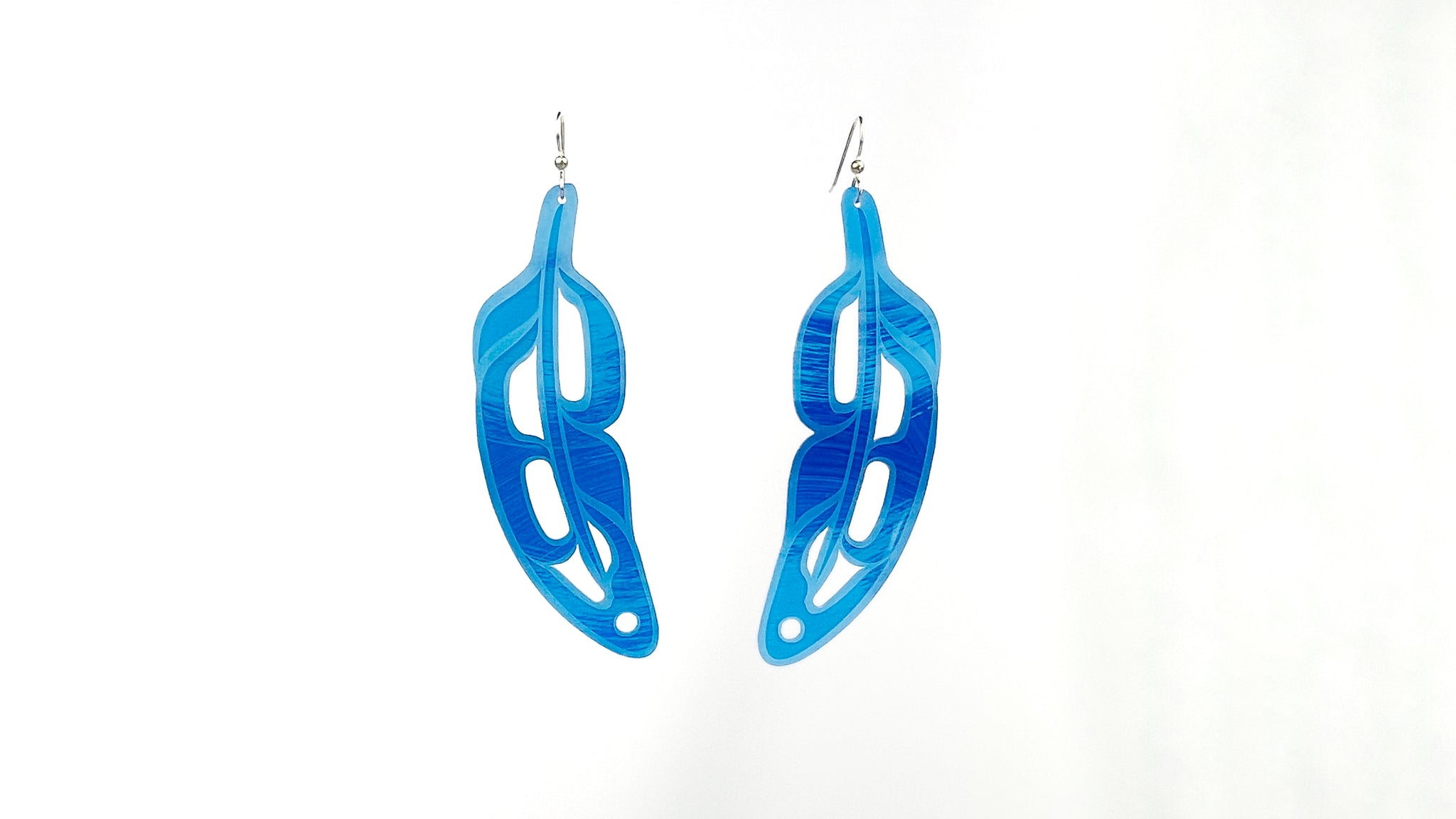 Hand Painted Feathers (Blended Water) Earrings