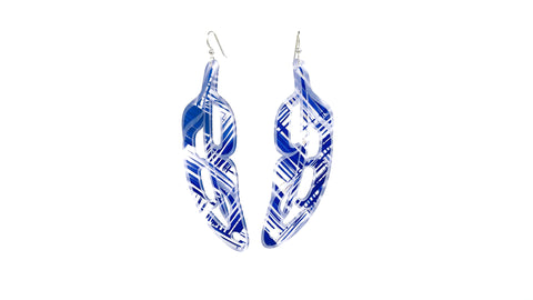 Hand Painted Feathers (Woven Violet Silver) Earrings
