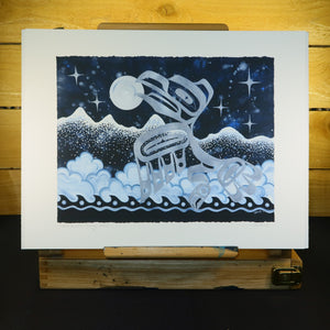 White Raven Brings Snow Giclée Print